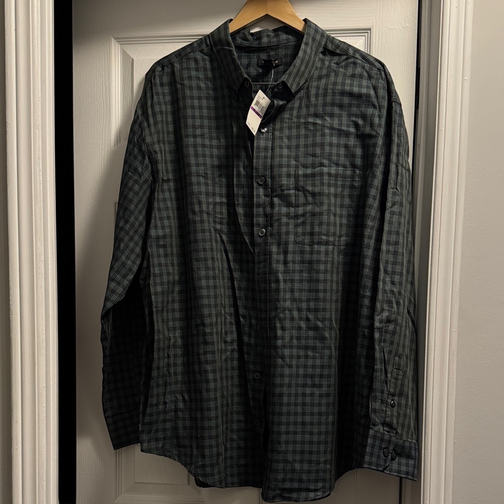 BNWT Men's Teal & Black Checkered Shirt